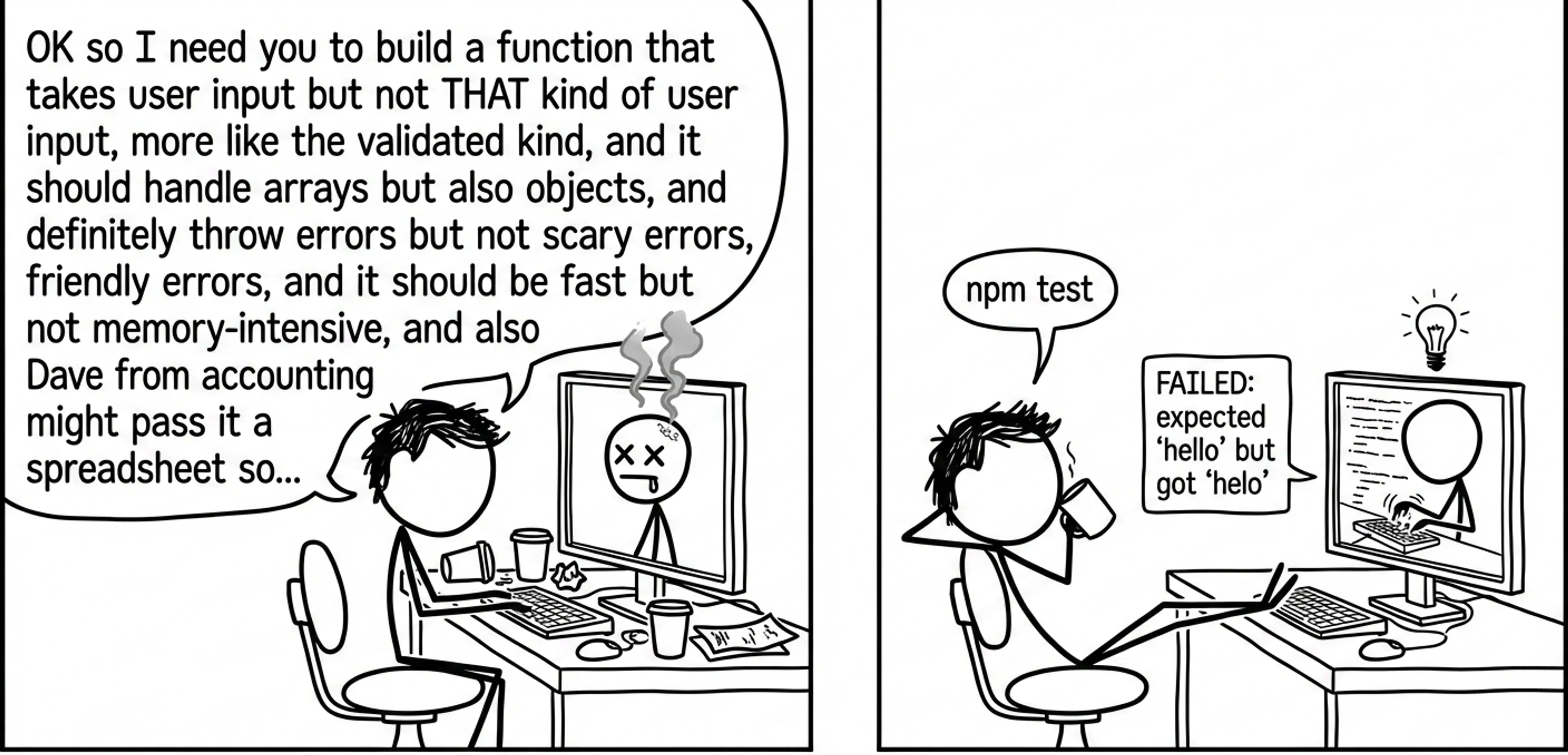 LLMs understand you better when you show them what's broken instead of explaining perfect.
(Image credit, created using AI in the style of [xkcd](https://xkcd.com/))

